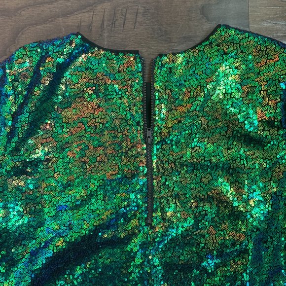 Blue & Green Sequined Crop Top - Picture 5 of 5